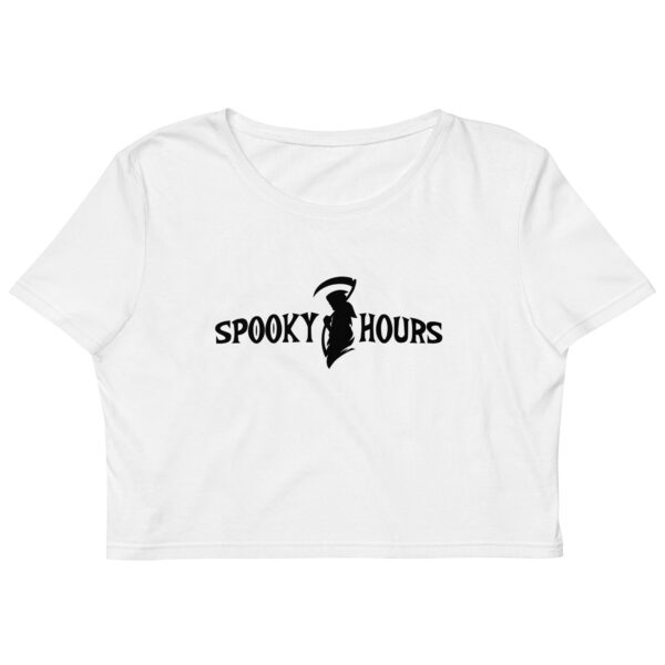 Spooky Hours White Organic Crop Top